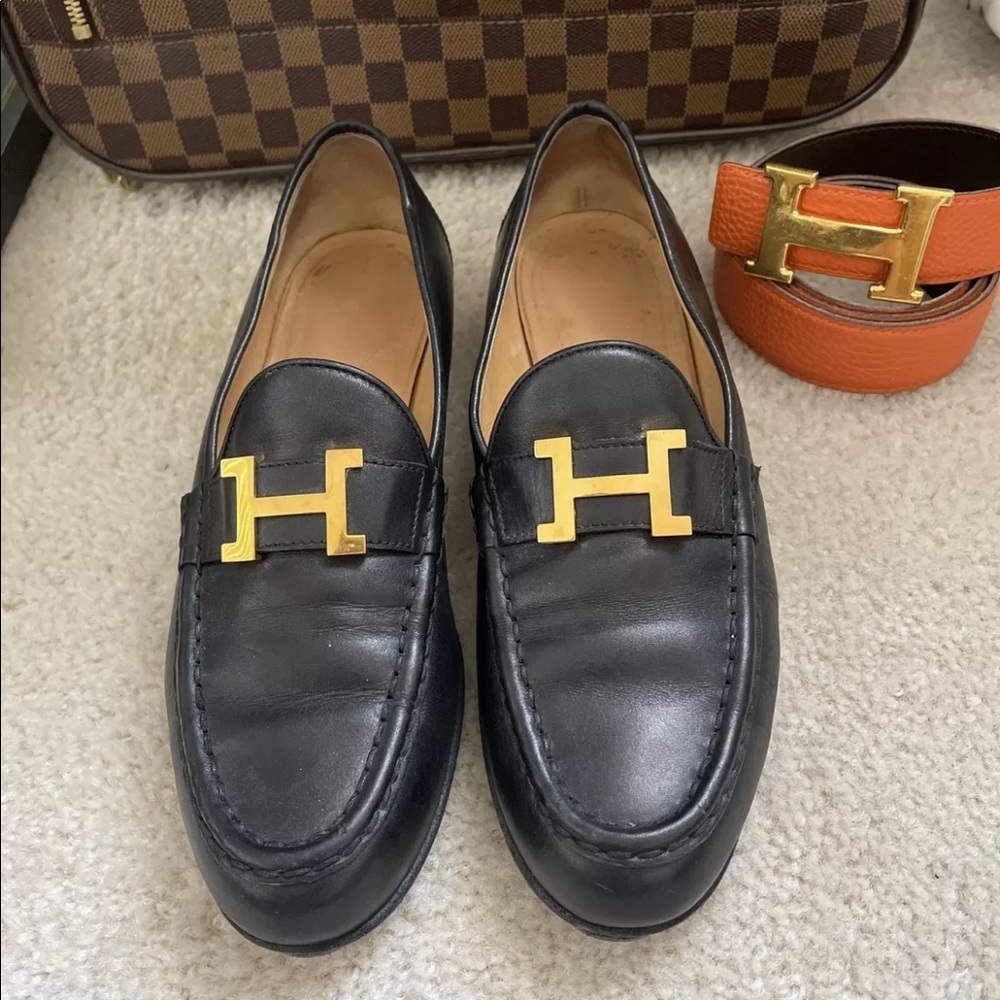 Hermès Vintage H Logo Constance Loafers US 9